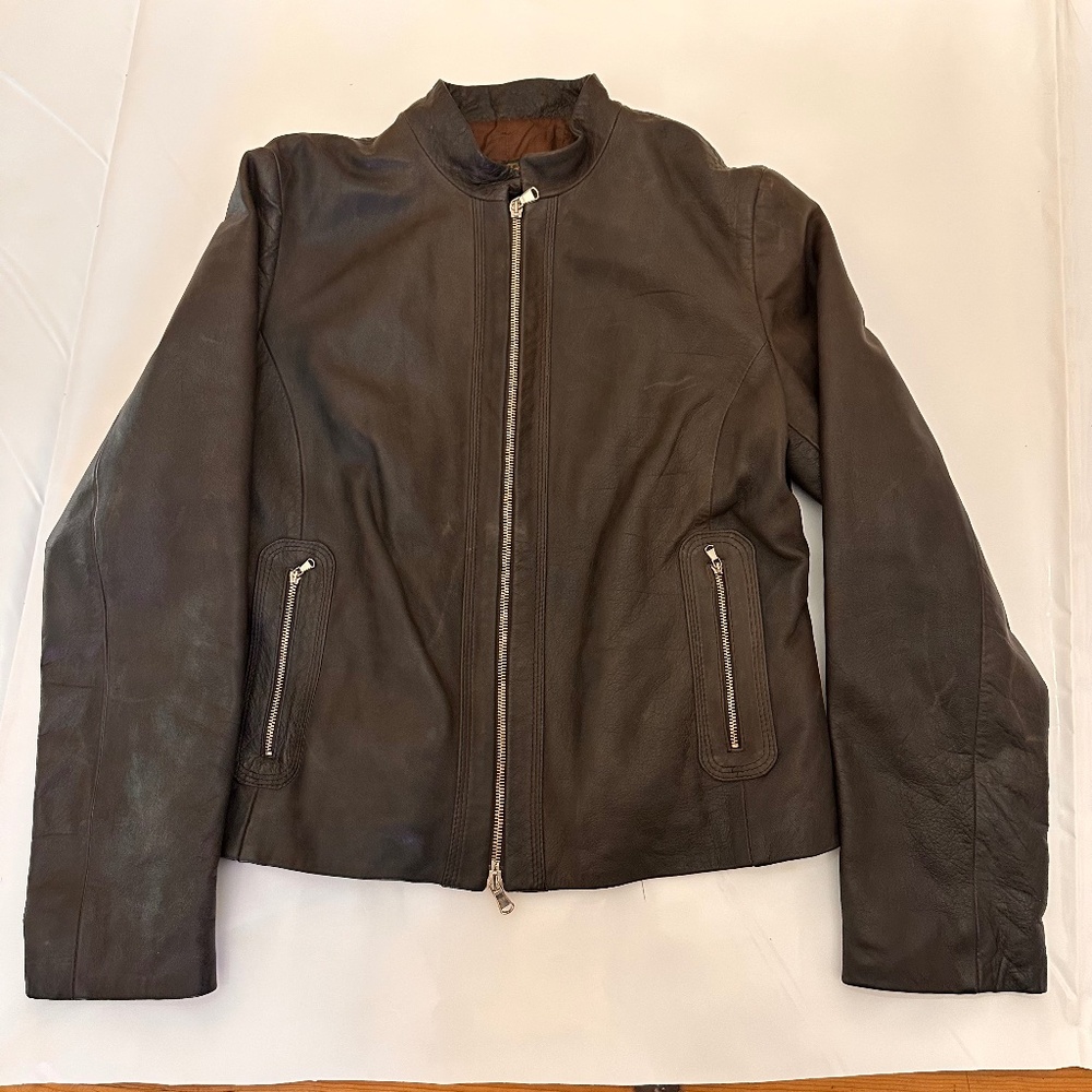 MADE IN ITALY BROWN VINTAGE LEATHER JACKET EU SIZE 50 US 12